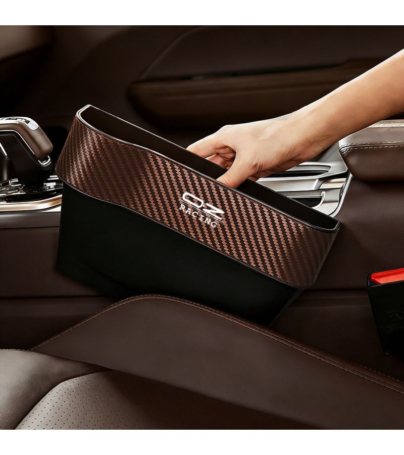 Carbon Fiber Storage Box for Car Seat Seam Center Console Organizer Brown 2pcs - Image 4