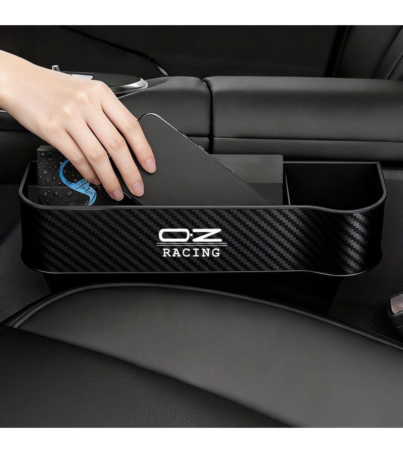 Carbon Fiber Storage Box for Car Seat Seam Center Console Organizer Brown 2pcs - Image 1