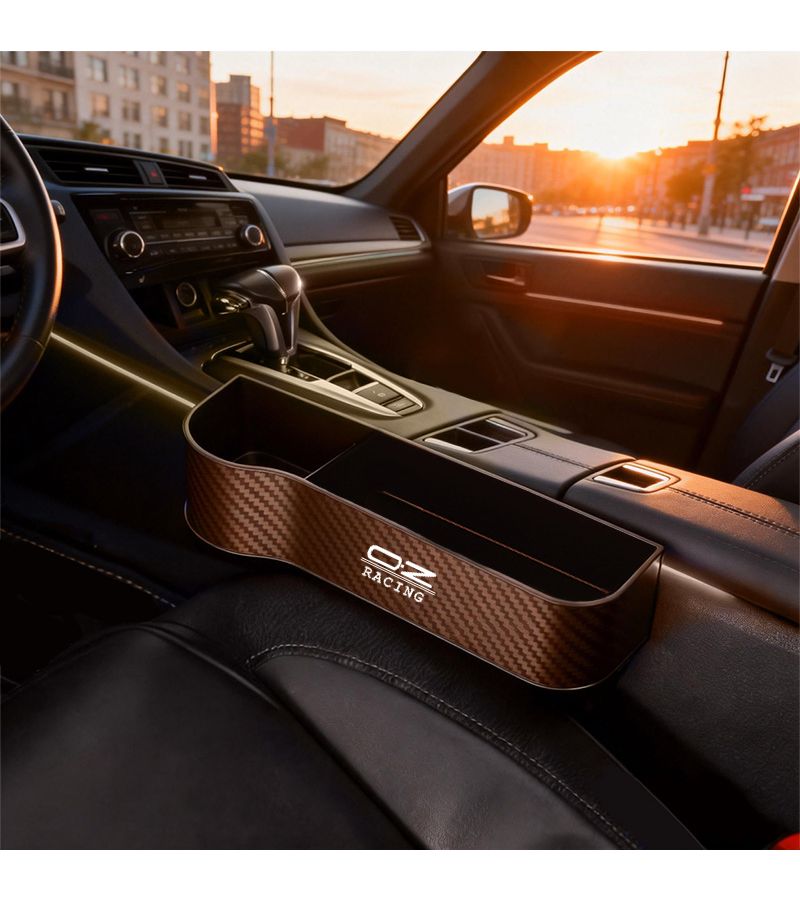 Carbon Fiber Storage Box for Car Seat Seam Center Console Organizer Brown 2pcs - Image 5