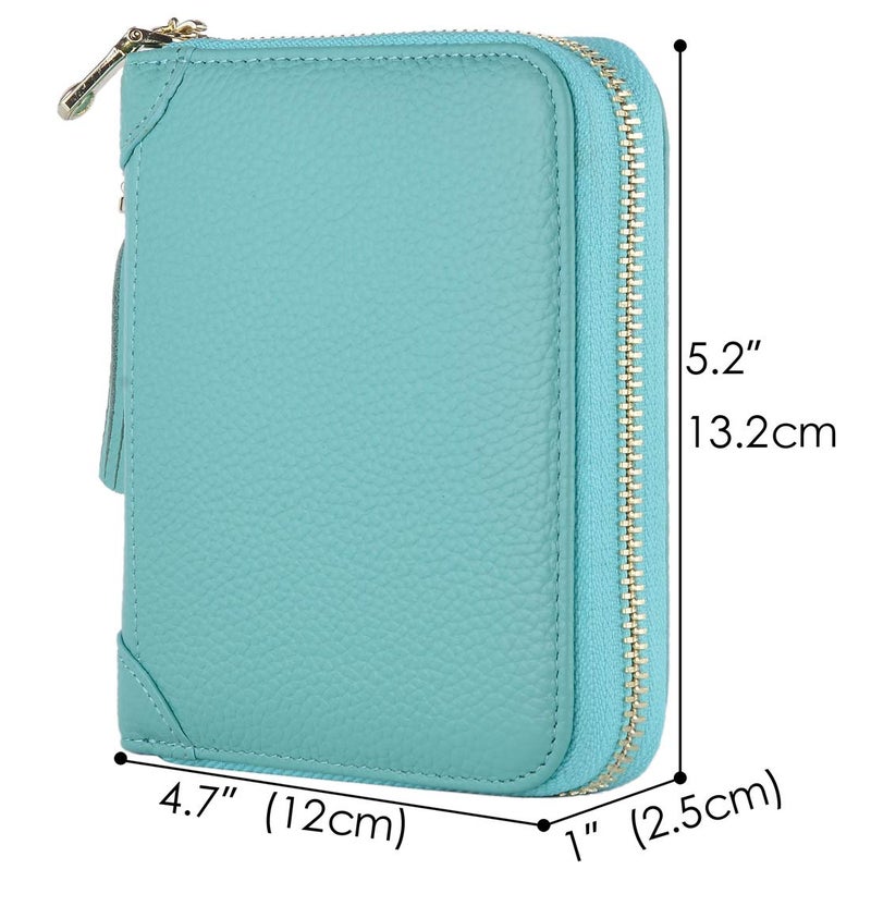 Easyoulife Womens Credit Card Holder Wallet Zip Leather Card Case RFID Blocking (Teal) - Image 5