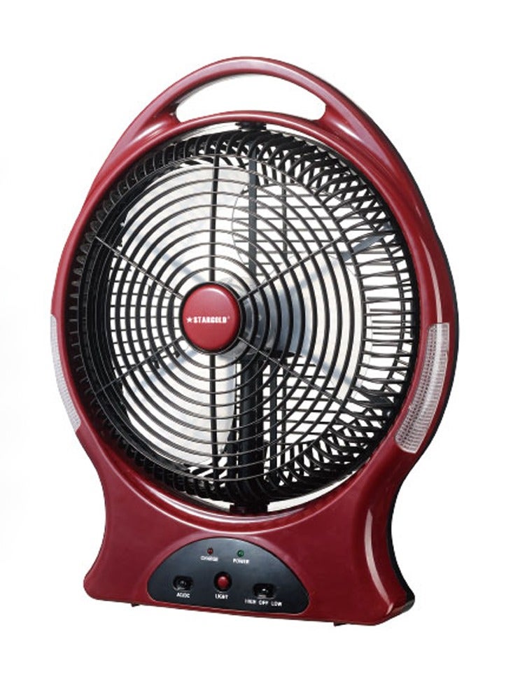 ستارجولد مروحة قابلة لإعادة الشحن 12 بوصة AC / DC تتأرجح مروحة 22 وات مع 8 قطع إضاءة LED فائقة السطوع - Image 1