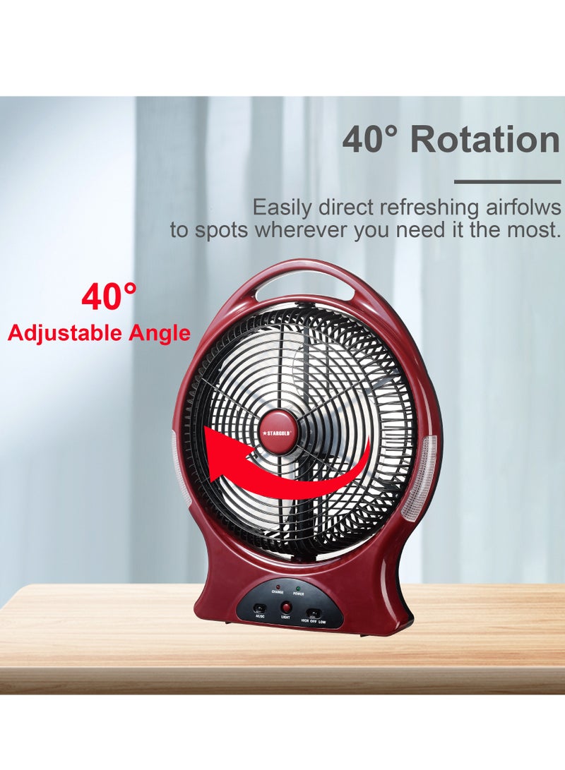 ستارجولد مروحة قابلة لإعادة الشحن 12 بوصة AC / DC تتأرجح مروحة 22 وات مع 8 قطع إضاءة LED فائقة السطوع - Image 4