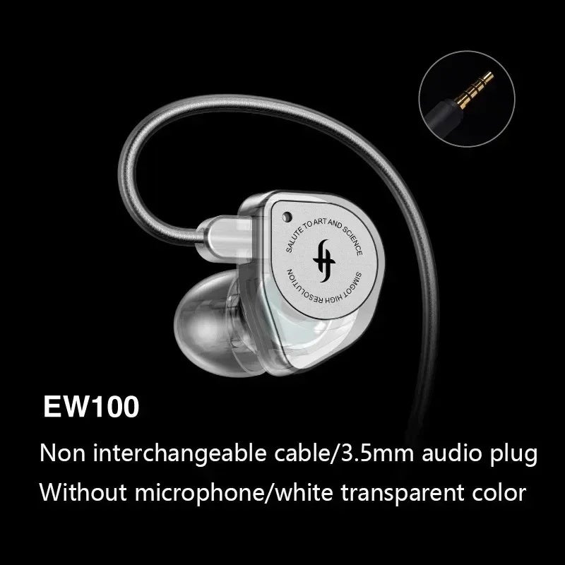 كي زد كابل وموصل Simgot EW100 Hifi in-Ear Wired Earphones Dual Cavity Dynamic High Performance Monitor Music Headset with Detachable Cable, NO MIC - Image 1
