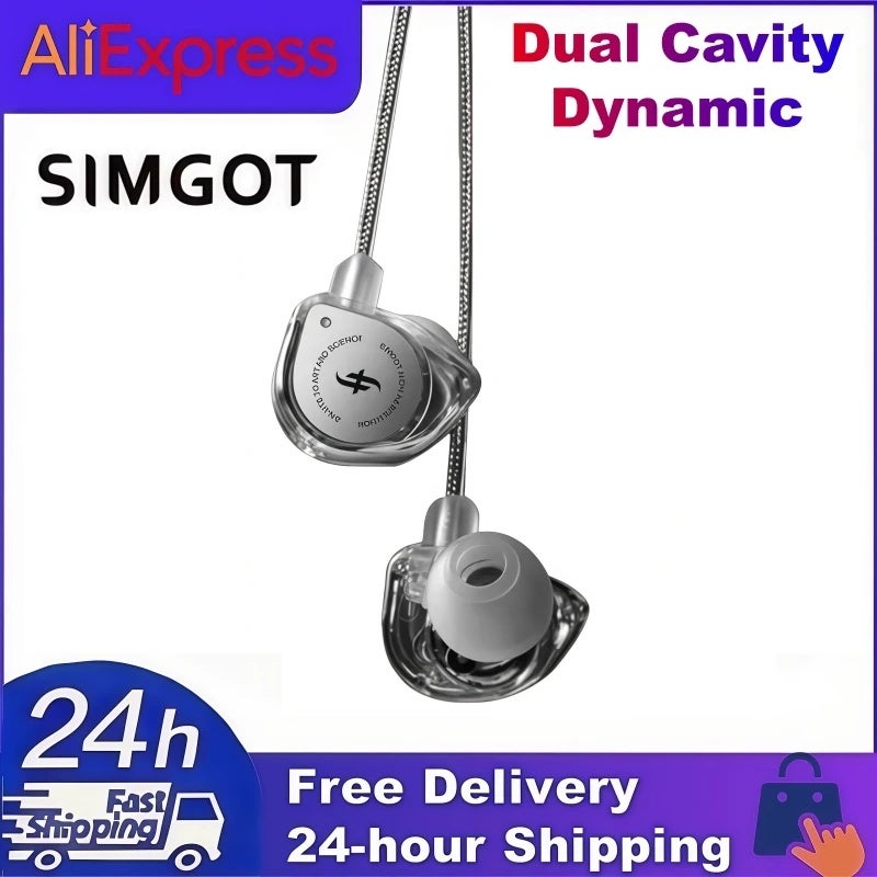 كي زد كابل وموصل Simgot EW100 Hifi in-Ear Wired Earphones Dual Cavity Dynamic High Performance Monitor Music Headset with Detachable Cable, NO MIC - Image 2