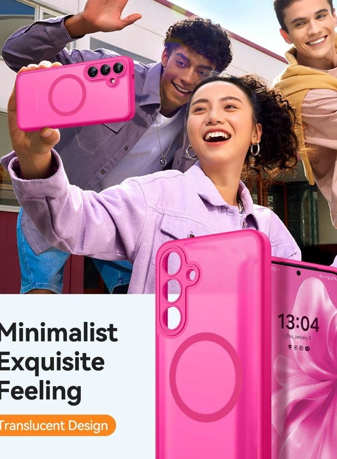 CANSHN Designed for Samsung Galaxy S24 Plus Case [Full Camera Protection] [Compatible with MagSafe] Translucent Matte Shockproof Protective Phone Cover 6.7 Inch - Hot Pink - Image 4