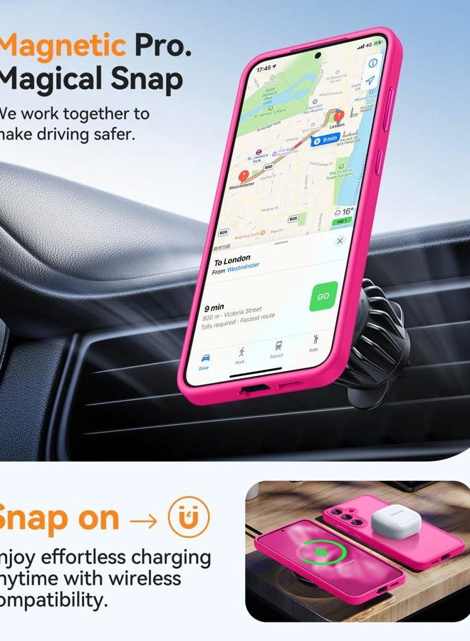 CANSHN Designed for Samsung Galaxy S24 Plus Case [Full Camera Protection] [Compatible with MagSafe] Translucent Matte Shockproof Protective Phone Cover 6.7 Inch - Hot Pink - Image 5
