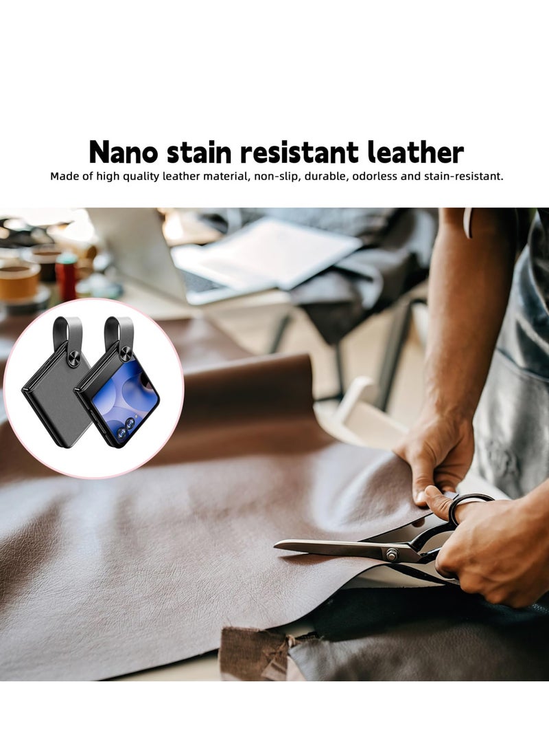 Excefore Case for Motorola Razr Plus 2023 Case, PU Leather + Hard PC Shell Ultra Thin Slim Durable Protective Phone Case Cover for Moto Razr40Ultra Case, Feel Leather Case, for Men Women Boy Girl - Image 3