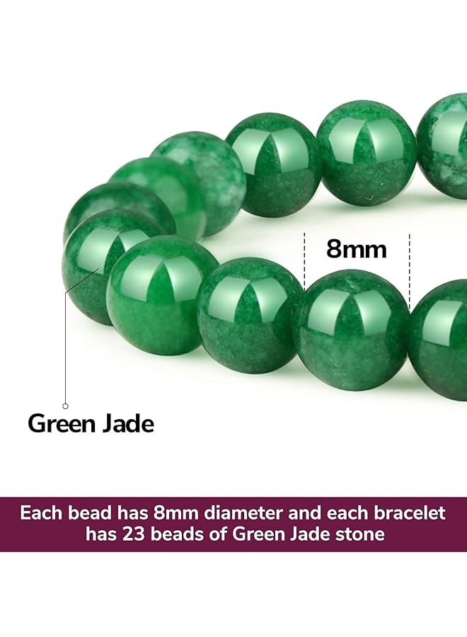 erorex Green Jade Bracelet Healing Crystal Wealth Bracelet Jade Bracelet For Women Men Bring Good Luck Prosperity And Emotional Balance Adjustable Size - Image 3