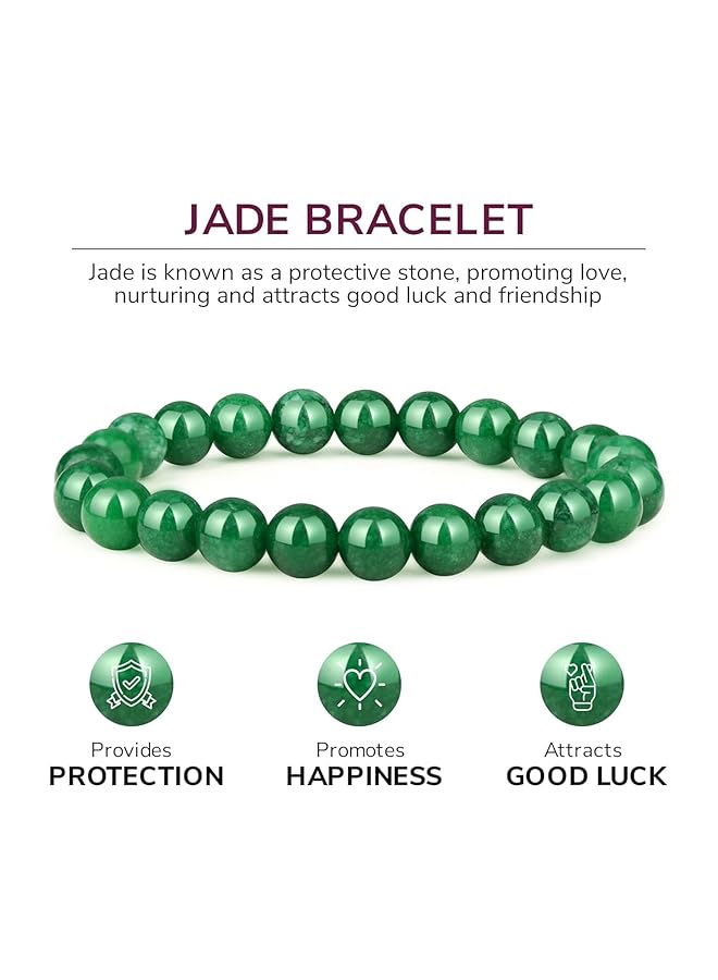 erorex Green Jade Bracelet Healing Crystal Wealth Bracelet Jade Bracelet For Women Men Bring Good Luck Prosperity And Emotional Balance Adjustable Size - Image 5