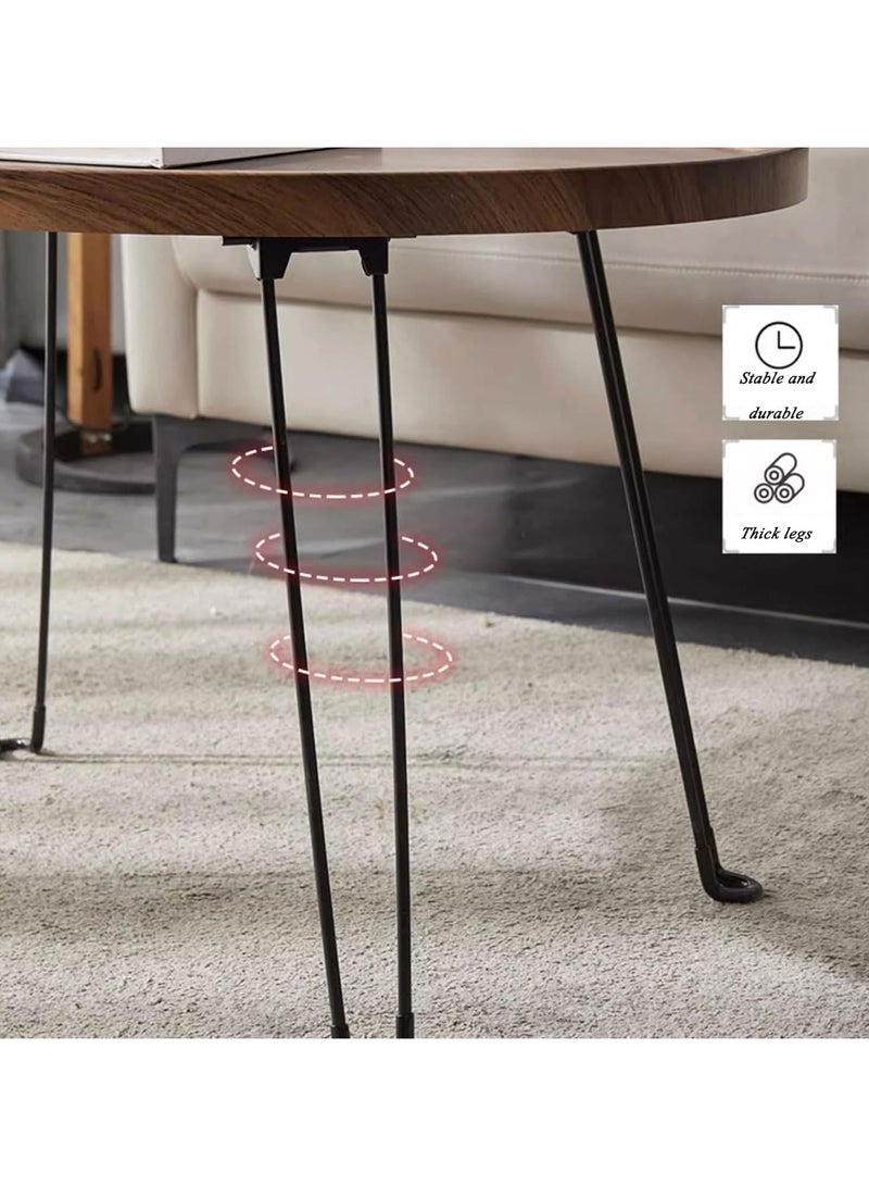 DubaiGallery طقم طاولات قهوة مكون من 2 طاولة قابلة للتكديس بسطح MDF طاولة جانبية دائرية مجموعة طاولات صغيرة طراز صناعي لطاولة جانبية دائرية لغرفة المعيشة، الشرفة - Image 4