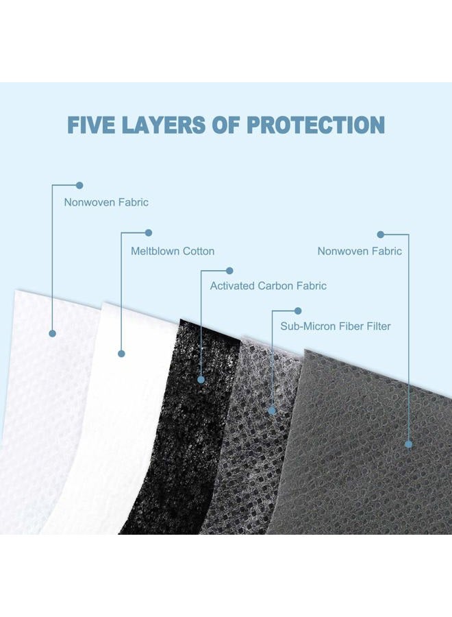 Tomorotec 30-Pack Face Mask Filter Replacement Pad, Activated Carbon Meltblown Fabric 5-Layer Replacement Filter Pads for Reusable Dust Face Mask Breathable for Woodwork Universal Fit Adult Size - Image 3