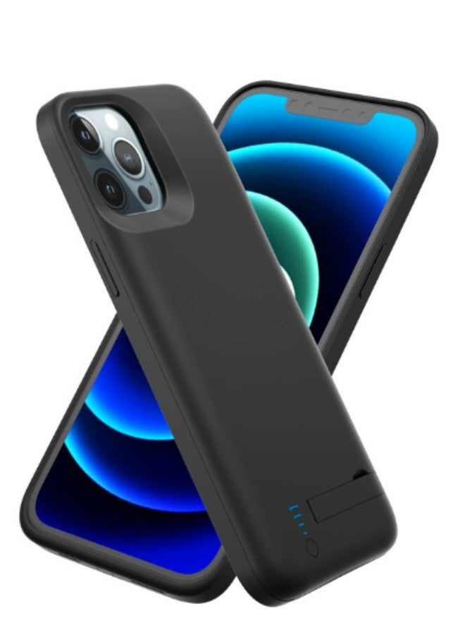 5000 mAh Ultra Slim Portable Wireless Charging Liquid Silicone Phone Protective Charger Case For iPhone12/12 Pro Black