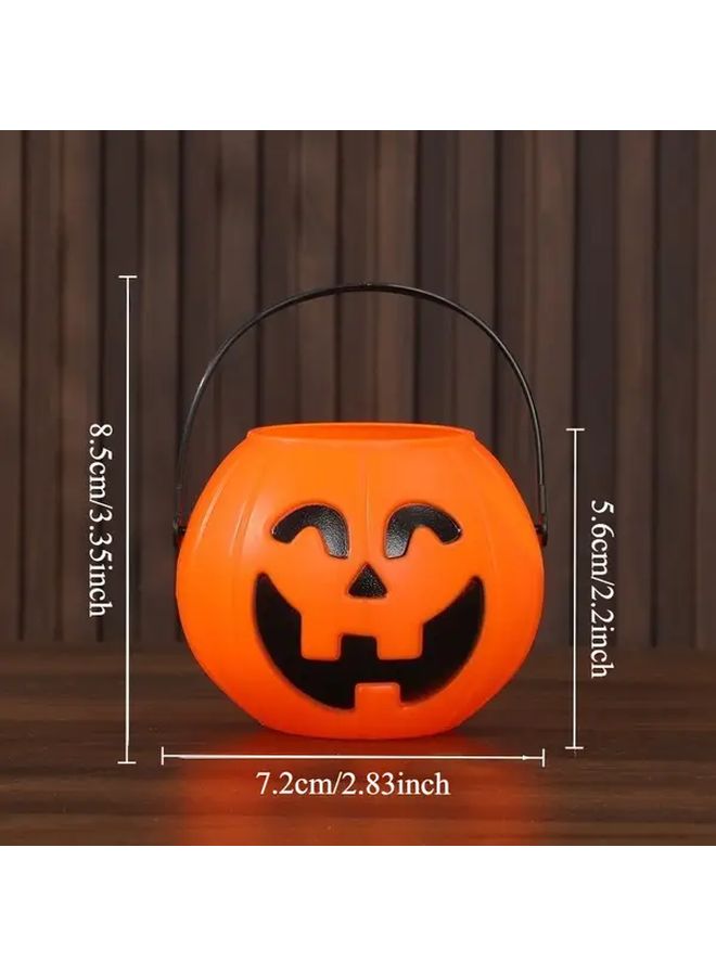 Large Pumpkin Bucket Plastic Jack O Lantern Candy Jar With Lid For Halloween - Image 3