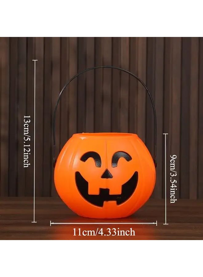 Large Pumpkin Bucket Plastic Jack O Lantern Candy Jar With Lid For Halloween - Image 4