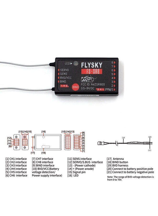 Flysky - FLYSKY FS-ST8 RC Transmitter 2.4GHz Remote Controller ANT Protocol with FS-SR8 Receiver 8CH 1000M Remote Control Distance - Image 1