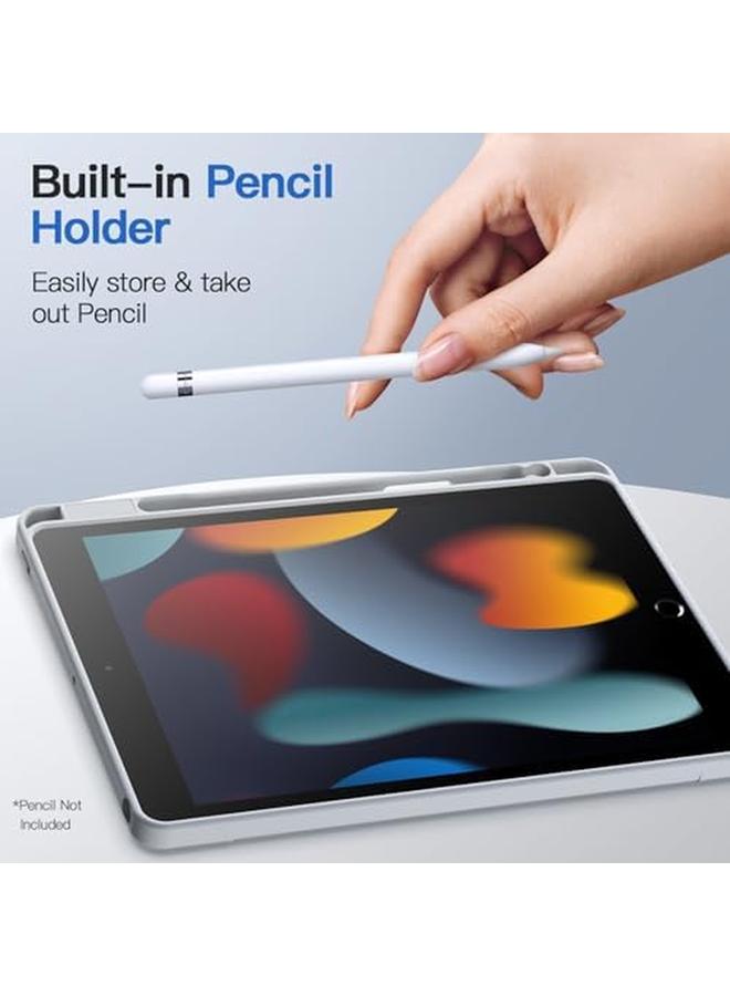 جي تيك حافظة قابلة للفصل لجهاز ايباد 9 8 7 10.2 انش 2021 2020 2019 موديل الجيل التاسع والثامن والسابع مع حامل قلم وغطاء مغناطيسي قابل للإزالة وحامل ثلاثي الطيات وظهر شفاف مع خاصية الاستيقاظ التلقائي باللون الفضي - Image 4