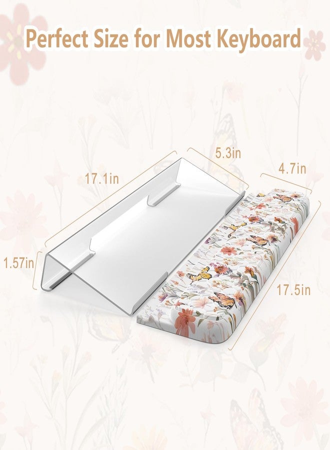 Anyshock 2 in 1 Ergonomic Acrylic Computer Keyboard Holder with Soft Wrist Rest, Butterfly Keyboard Wrist Pad, 3-Level Height Adjustment, White - Image 5
