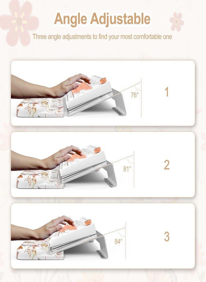 Anyshock 2 in 1 Ergonomic Acrylic Computer Keyboard Holder with Soft Wrist Rest, Butterfly Keyboard Wrist Pad, 3-Level Height Adjustment, White - Image 3
