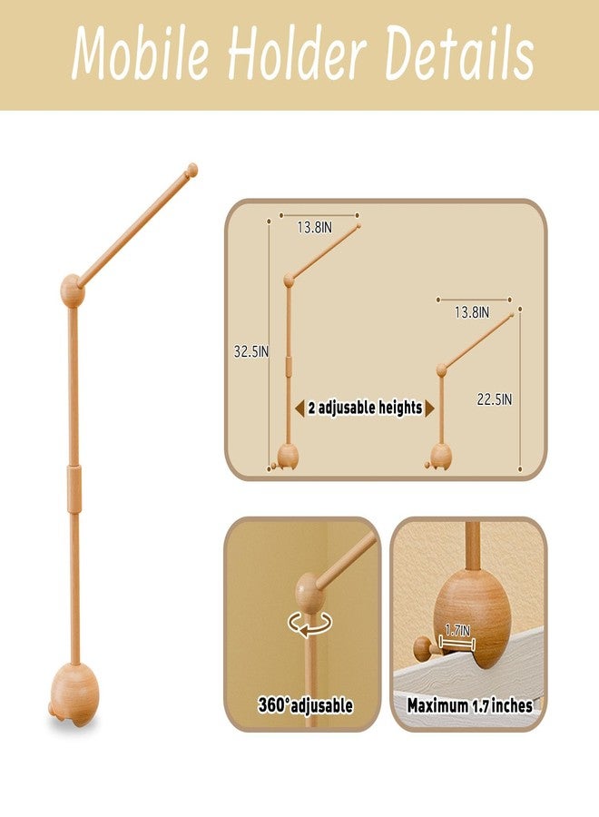 GIJIR Crib Mobile Arm with Music Box,32.5 Inch Crib Mobile Stand,Wooden Mobile Arm for Crib (2 Modes,360°Adjustable,100% Beech Wood) Baby Crib Mobile for Boy and Girl - Image 3