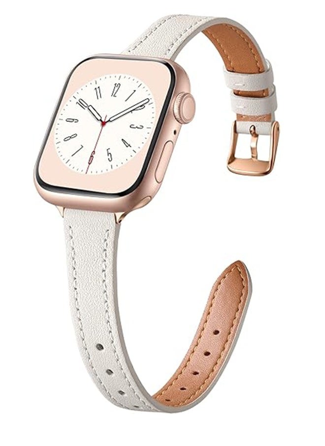 Charlam Ultra-Thin Leather Watch Band Compatible With Apple Watch Band 40mm 38mm 41mm 42mm For Women, Top Grain Genuine Leather Watch Band Thin Watch Wristband For IWatch Series 10 9 8 7 6 5 4 3 2 1 Use Ltra  - Image 1
