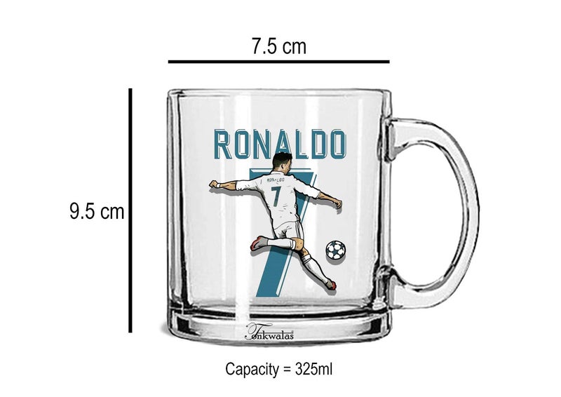 TONKWALAS Best Footballer in The World Printed Transparent Glass Coffee and Tea Mug Gift for Football Fans Lovers (325 ML) - Image 3