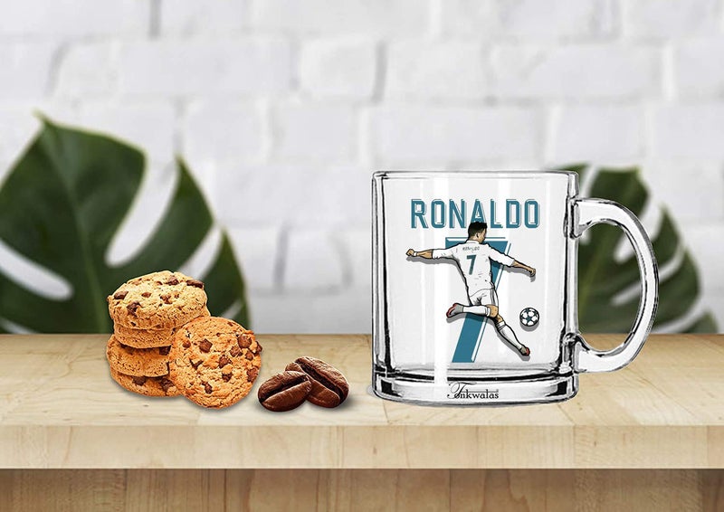 TONKWALAS Best Footballer in The World Printed Transparent Glass Coffee and Tea Mug Gift for Football Fans Lovers (325 ML) - Image 2