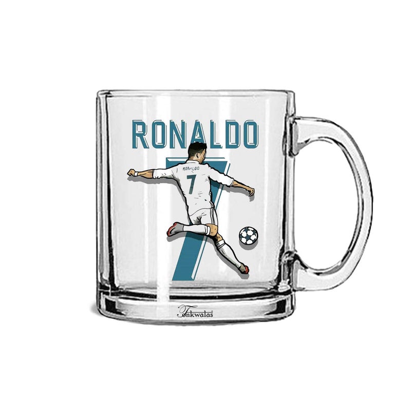 TONKWALAS Best Footballer in The World Printed Transparent Glass Coffee and Tea Mug Gift for Football Fans Lovers (325 ML) - Image 5
