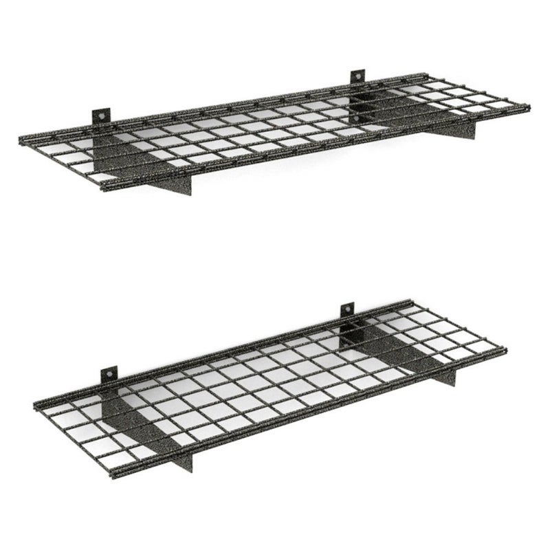 Hyloft 00651 2-Pack Heavy Duty Steel Wall Garage Shelving, 45-Inch X 15-Inch, Low-Profile Brackets, Max Shelf Load 200 Pounds, Hammertone - Image 1