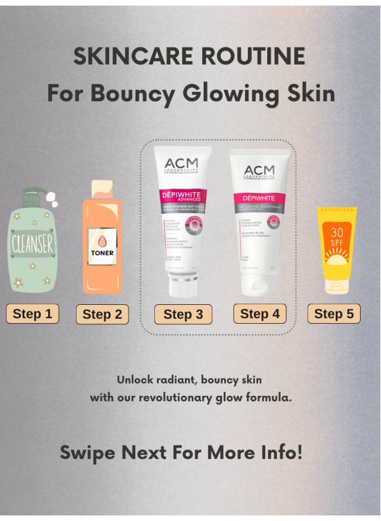 اكم لابرتوري ديرماتولوجيك حل التصبغات – مجموعة ACM ديبيوايت كريم إزالة البقع الداكنة + لوشن ديبيوايت للجسم لتصحيح التصبغات في الوجه والجسم - Image 2