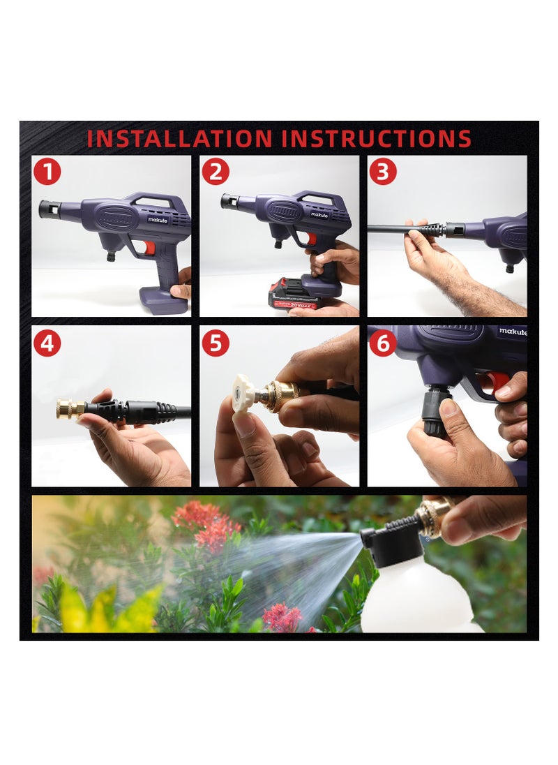 makute - 20V Cordless Pressure Washer With 2 Pcs Large Capacity Battery For Washing Cars Fences And Siding - Image 1