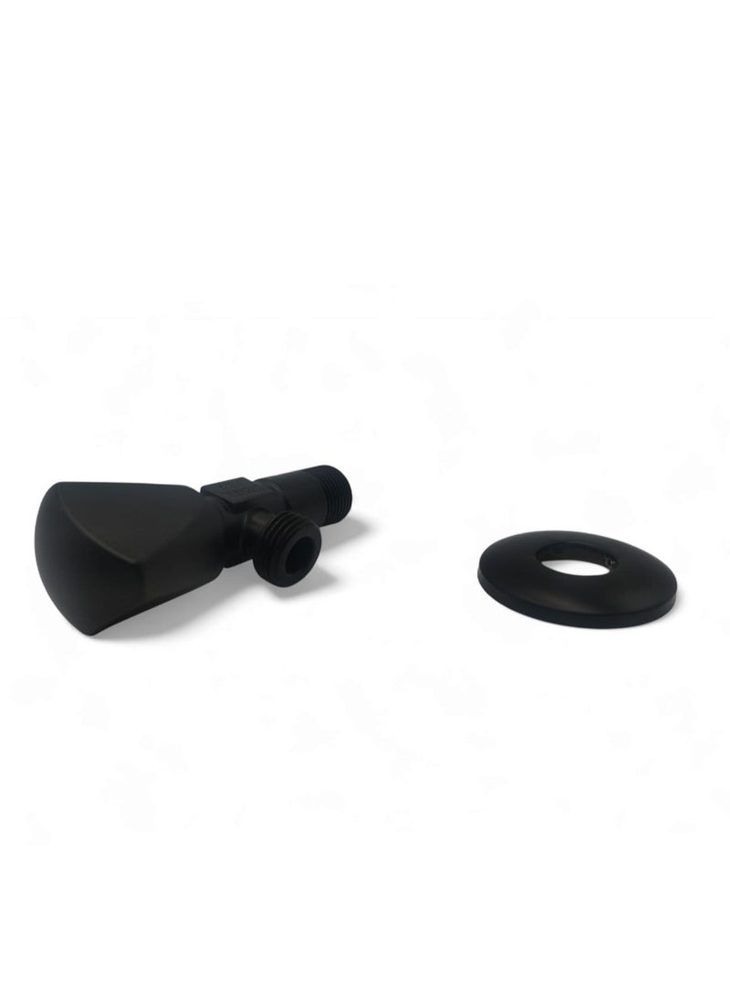 Black angle valve with comfortable handle that allows the water to be opened and closed easily and smoothly. - Image 3