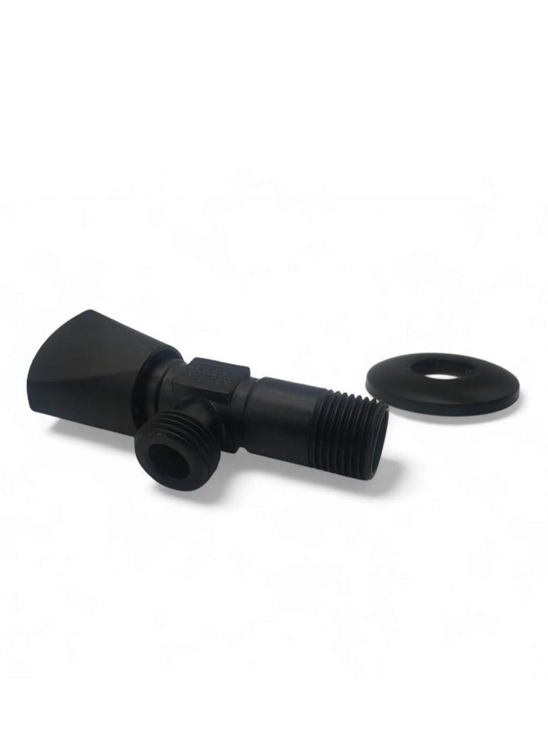 Black angle valve with comfortable handle that allows the water to be opened and closed easily and smoothly. - Image 4
