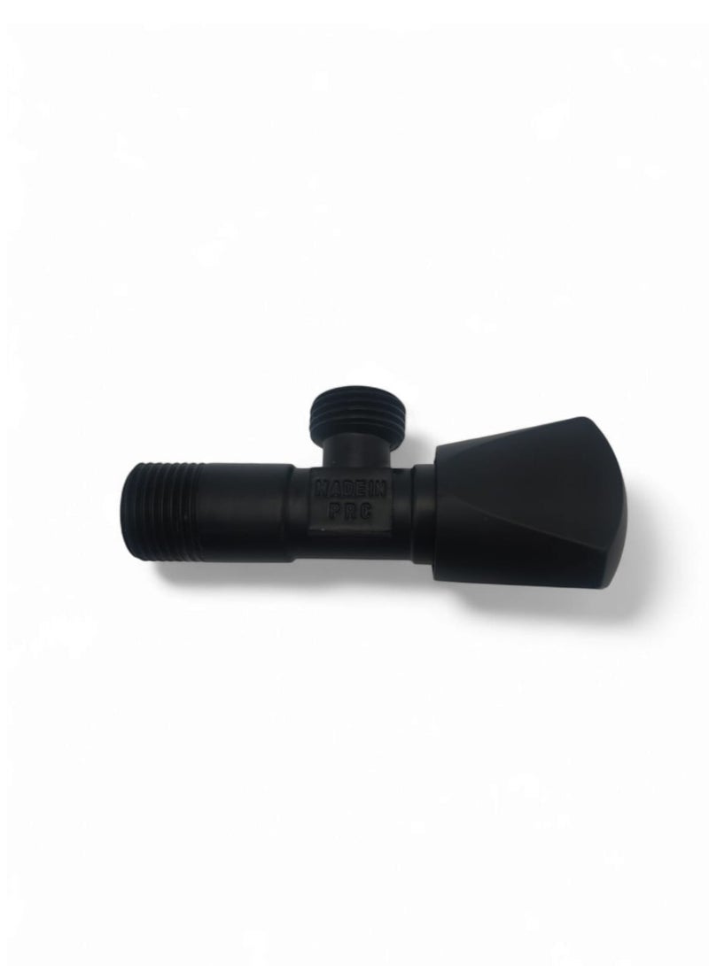 Black angle valve with comfortable handle that allows the water to be opened and closed easily and smoothly. - Image 2