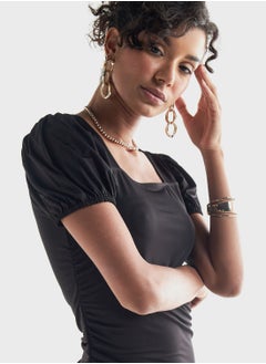 FAV Ruched Square Neck Dress  - Image 3