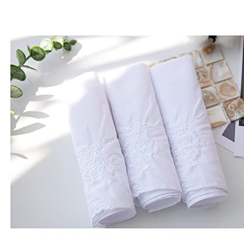 MemoryHanky Womens Embroidered Scalloped Handkerchiefs Cotton White Wedding Hankies - Image 4