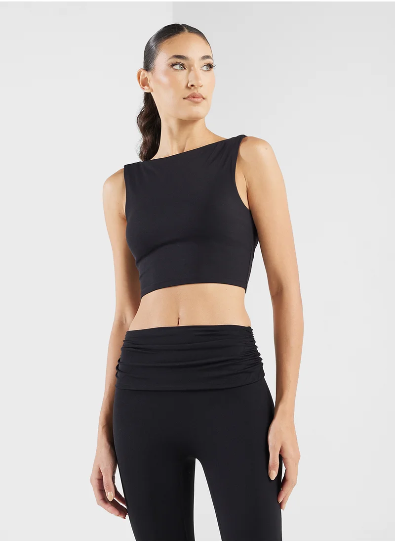 FRWD Fitted Seamless Vest & Foldover Flare Leggings Set