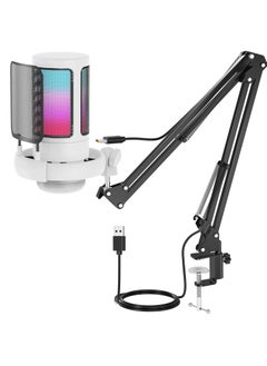 XiuWoo USB Gaming Microphone, Condenser Mic with Boom Arm for PS4/ PS5/ Mac/Phone with Touch Mute, RGB Lighting,Gain knob & Monitoring Jack for Streaming,Podcasting,YouTube  - Image 1