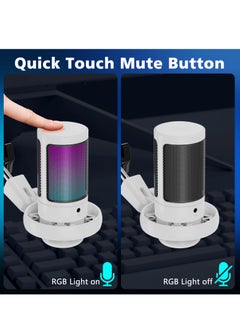 XiuWoo USB Gaming Microphone, Condenser Mic with Boom Arm for PS4/ PS5/ Mac/Phone with Touch Mute, RGB Lighting,Gain knob & Monitoring Jack for Streaming,Podcasting,YouTube  - Image 3