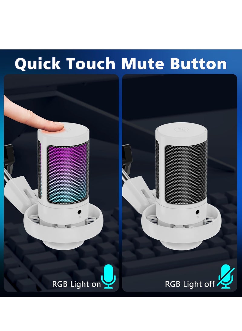 XiuWoo USB Gaming Microphone, Condenser Mic with Boom Arm for PS4/ PS5/ Mac/Phone with Touch Mute, RGB Lighting,Gain knob & Monitoring Jack for Streaming,Podcasting,YouTube  - Image 3