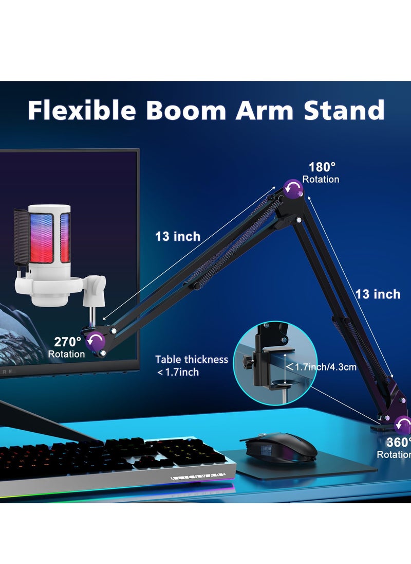 XiuWoo USB Gaming Microphone, Condenser Mic with Boom Arm for PS4/ PS5/ Mac/Phone with Touch Mute, RGB Lighting,Gain knob & Monitoring Jack for Streaming,Podcasting,YouTube  - Image 5
