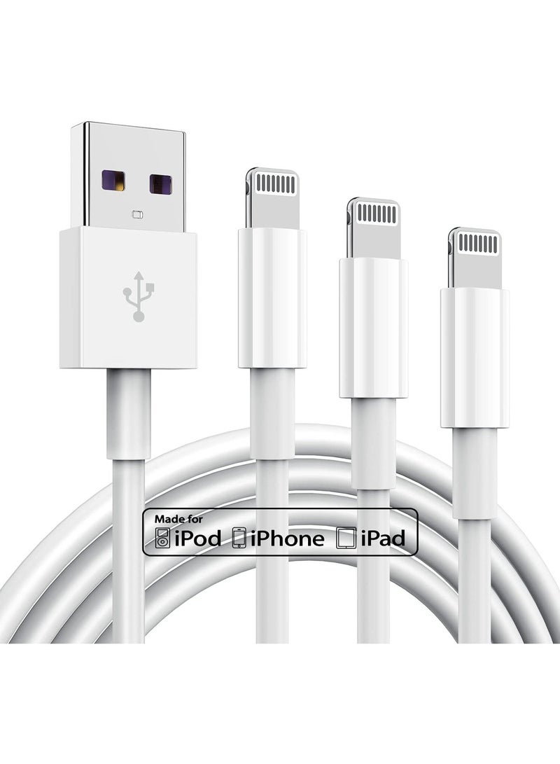YONK NEW YONK 3 Pack 1m White MFi Certified Lightning iPhone Charger Cable, Compatible with iPhone 13/12/11/X/8/7/6/5, Fast Charging & Data Transfer Up to 480 Mbps - Image 1