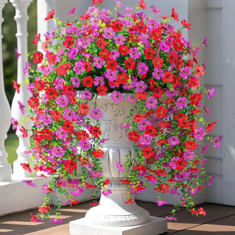 ADXORA Fake Artificial Hanging Flowers for Outdoor Spring Decor 2PCS Faux Silk Flowers Plants for Outdoor Outside Planter UV Resistant Daisy for Porch Front Door Patio Balcony Yard Dcor - Image 2