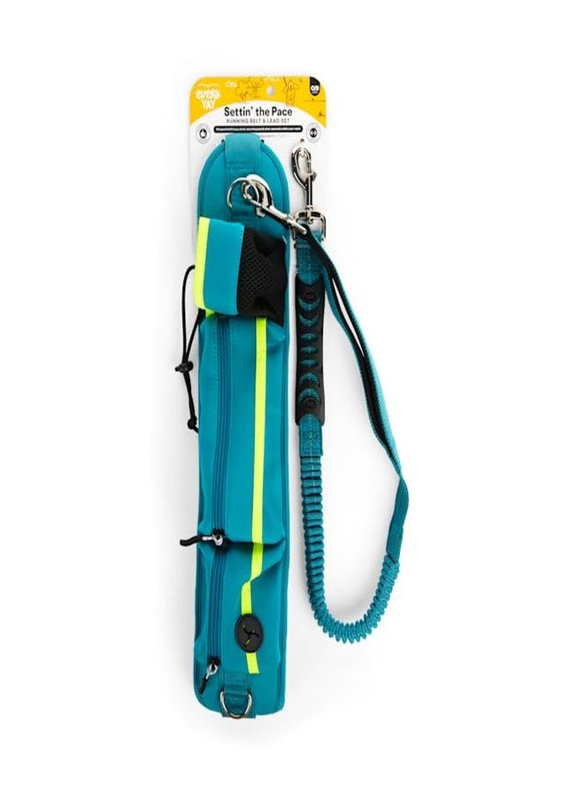 EveryYay Settin' The Pace Running Belt & Leash Set for Dogs Teal 34-in Long 1.5-in Wide - Image 1