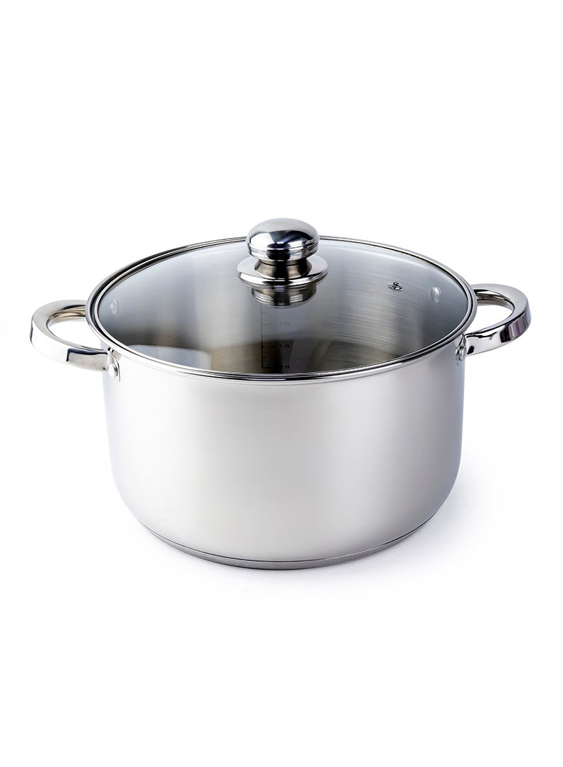 Wilson Amara Stainless Steel Casserole Pot with Twin Handles 28x16.5cm, Vented Glass Lid, Induction Ready, Oven Safe - 5-layer base - Image 1
