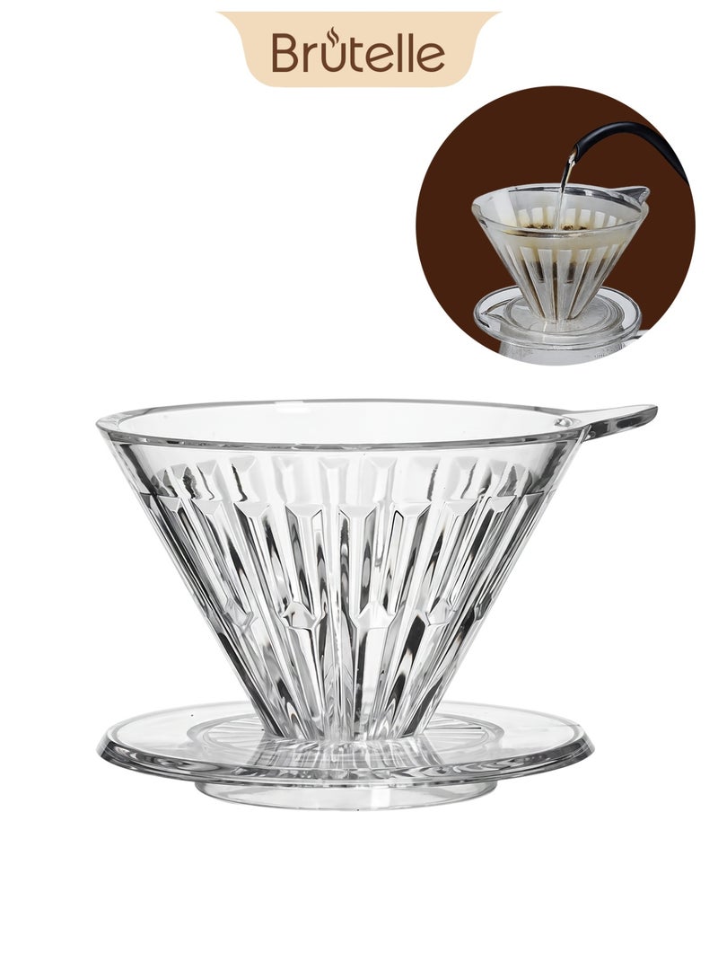 Brutelle Transparent V01 Pour Over Coffee Dripper | 60° Conical Hand Brew Coffee Filter Cup Ideal for Home, Office, Cafe, Coffee Corner - Image 1