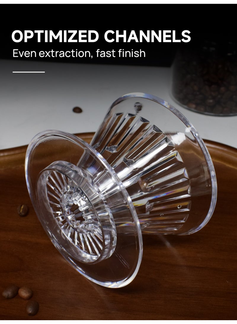 Brutelle Transparent V01 Pour Over Coffee Dripper | 60° Conical Hand Brew Coffee Filter Cup Ideal for Home, Office, Cafe, Coffee Corner - Image 3