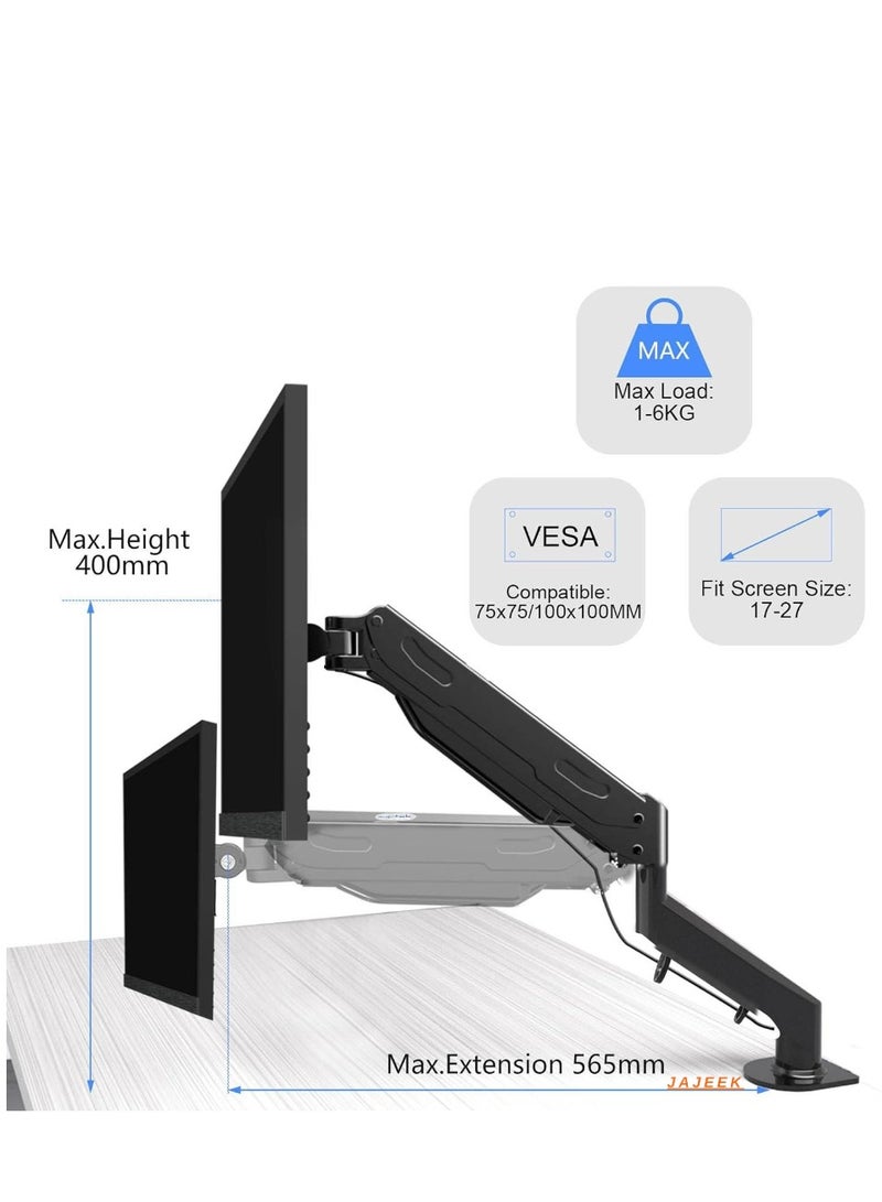 JAJEEK 17-27 Inch LCD Monitor Stand with Gas Spring – Height Adjustable, 360° Rotatable Swivel Monitor Arm, VESA 75x75/100x100mm Compatibility – Ergonomic Desk Mount for Home or Office – Flexible, Sturdy, and Space-Saving  - Image 2