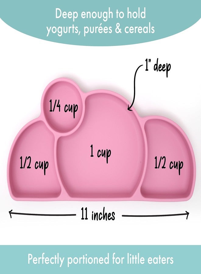 PrimaStella Silicone baby & toddler plate, baby led weaning supplies - Easy-reach design for self-feeding (Plum Pink Purple) - Image 3