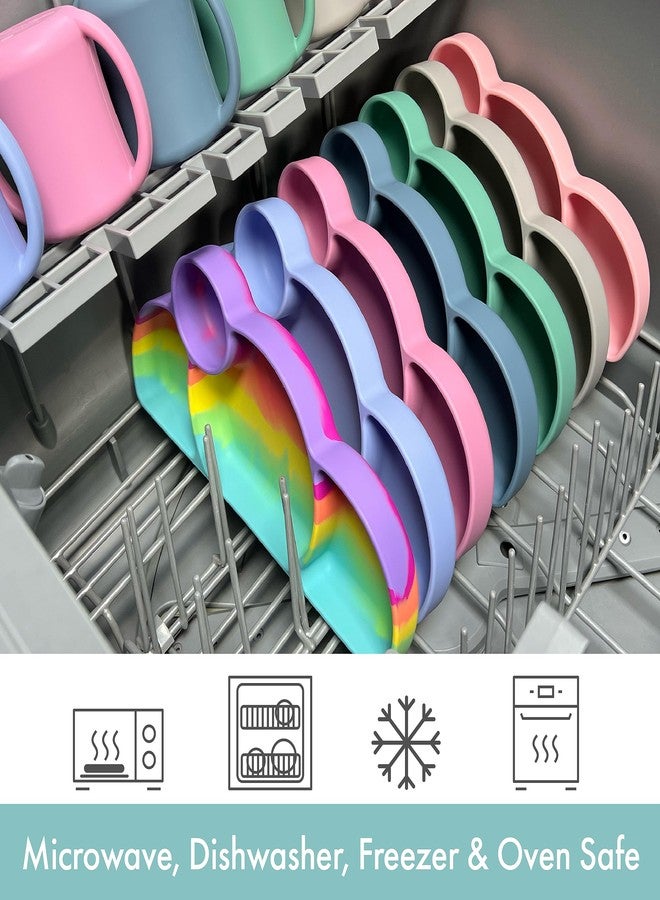 PrimaStella Silicone baby & toddler plate, baby led weaning supplies - Easy-reach design for self-feeding (Plum Pink Purple) - Image 4