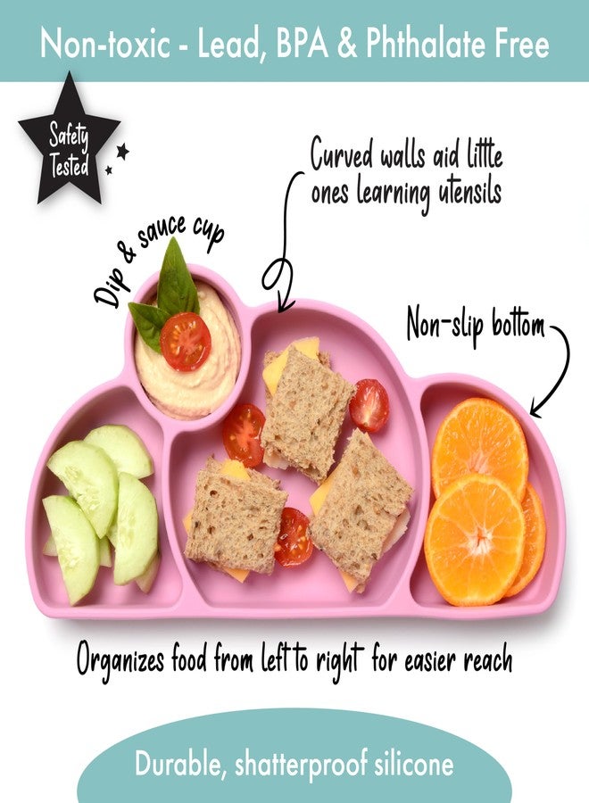 PrimaStella Silicone baby & toddler plate, baby led weaning supplies - Easy-reach design for self-feeding (Plum Pink Purple) - Image 2